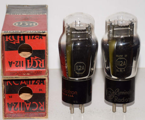 (!!!!) (Best Pair #2) 112A RCA NOS 1930-1940 original boxes (7.6ma and 7.4ma)