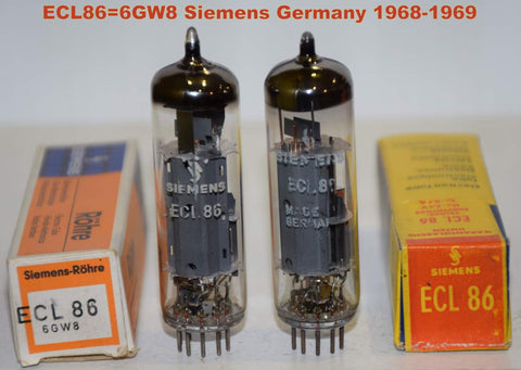 (!!!!) (Best Pair) ECL86=6GW8 Siemens Germany NOS 1968-1969 (1.1/1.2ma and 41/46ma)
