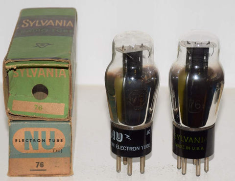 (!!!) (Recommended Pair) 76 Sylvania NOS - 1 tube branded National Union 1947 era same build (5.3ma and 5.6ma)