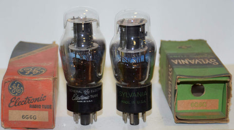 (!!) (1 Pair) 6G6G RCA NOS branded Sylvania and GE 1940's same build (16.2ma and 17.5ma)