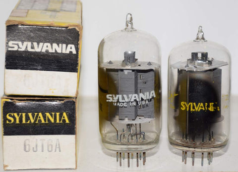 (!!) (Recommended Pair) 6JT6A Sylvania tipped NOS 1960's same build (72ma and 72.2ma)