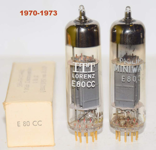 E80CC=6085 ITT NOS and Philips Miniwatt Holland like new 1970-1973