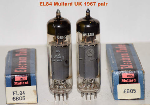(!!!!) (Best Mullard Pair #2) EL84 IEC Mullard and Knight by Mullard UK NOS 1967 (43.2ma and 43.8ma)