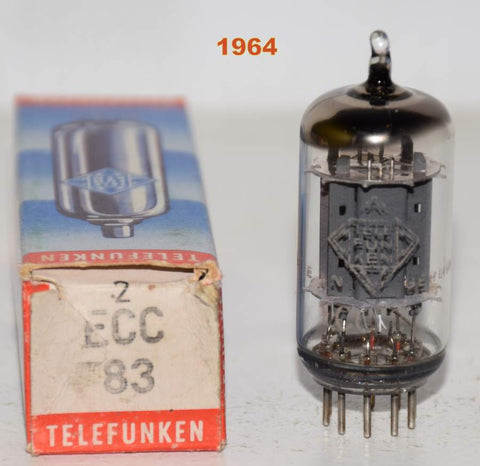 (!!!!) (Best Single) ECC83=12AX7 Telefunken Germany <> bottom smooth plates 1964 (1.3/1.5ma and Gm=1700/1800)