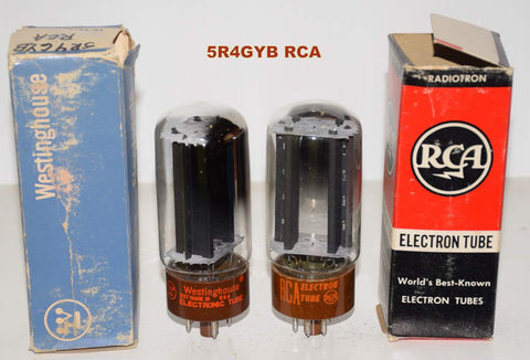 (!!!!) (BEST PAIR) 5R4GYB RCA and RCA branded Westinghouse NOS 1961-1970 (50-52/40 and 50-53/40)