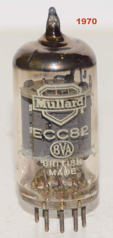 (!!!) (Single) 12AU7=ECC82 Mullard BVA UK ribbed plates used/good 1970 Mitcham plant (8.4/8.2ma) (sweet sound)