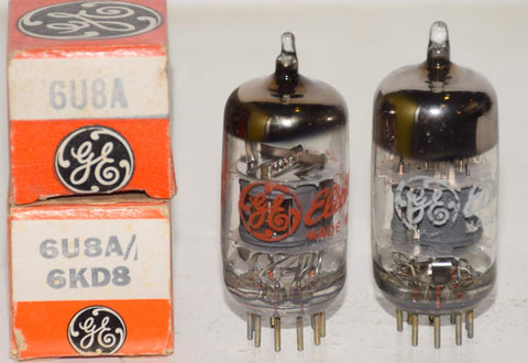 (!!!!) (Recommended Pair) 6U8A GE NOS 1963-1966 (15/14ma and 9.6/9.0ma)