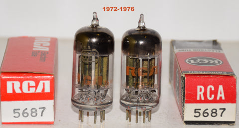 (!!!) (Best RCA Pair) 5687 RCA bronze plates NOS 1972-1976 (38.4/39.2ma and 34.5/39.5) (similar Gm)