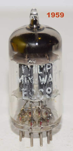 (!!!!) (Single 1959) ECC82=12AU7 Philips Miniwatt Holland like new low hours/tests like new 1959 (10.6/9.8ma)