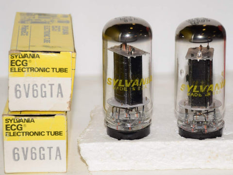 (!!!) (Recommended Pair) 6V6GTA Sylvania coin-base NOS 1970's (37ma and 39.2ma)