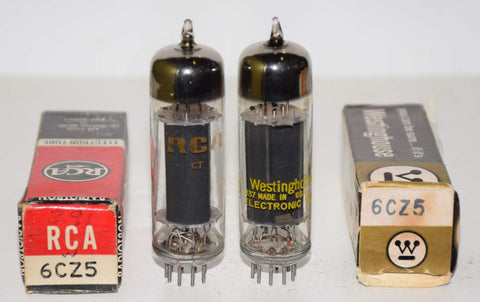 (!!) (Best Pair) 6CZ5 RCA black plate 1960's - 1970 (48.8ma and 48.6ma)