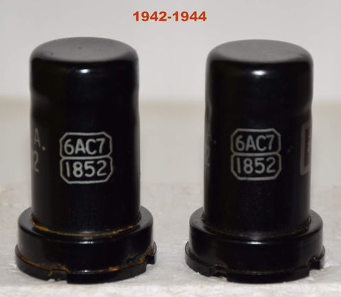 (!!!) (BEST PAIR 1940's) 6AC7=1852=VT-112 RCA 1942-1944 test like new (13/13.5ma)