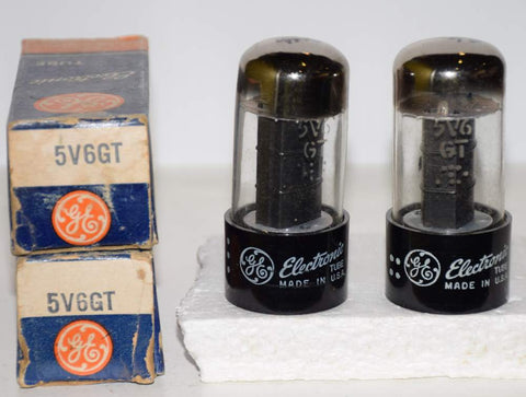 (1 Pair) 5V6GT GE black plate NOS 1956 (44.5ma and 49ma)