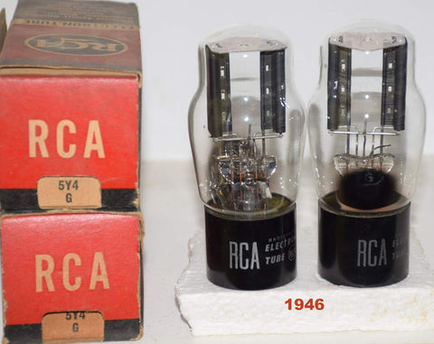 (!!) (Best RCA Pair) 5Y4G RCA NOS 1946 (51-53/40 and 52-54/40) (rare) closely matched