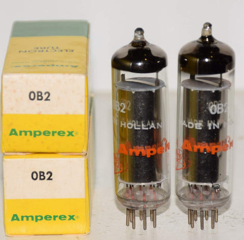 (!!) (Recommended Pair) 0B2 Amperex Globe Holland NOS 1970's made in Europe (argon gas)