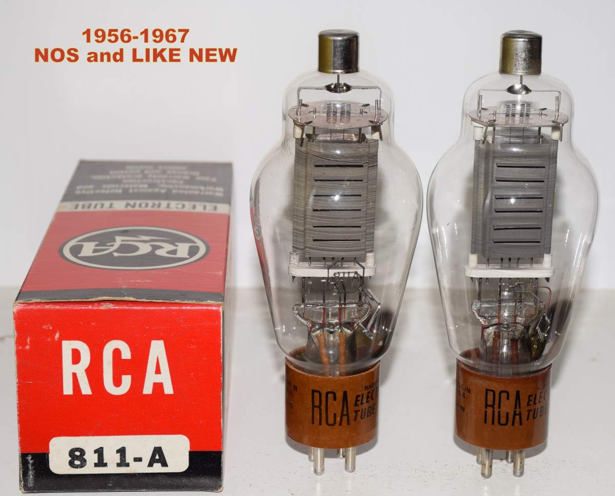 (!!) (BEST PAIR) 811A RCA NOS and like new 1956-1967 same build (50/36 and  52/36)