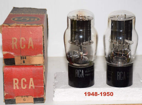 (!!!!) (Best Value Pair) 5V4G RCA NOS 1948-1950 some stains on glass (57-58/40 and 58-58/40)