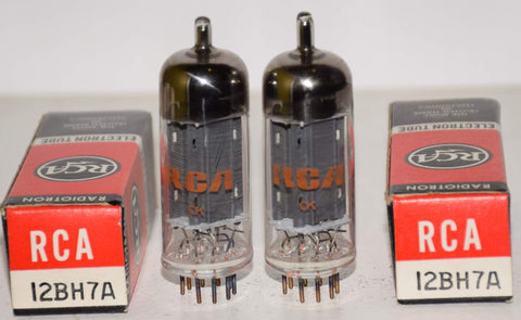 (!!!!!) (Best Pair) 12BH7A RCA gray ribbed plates NOS 1969 same date codes (11.5/10.6ma and 10.6/11.5ma) (same Gm)