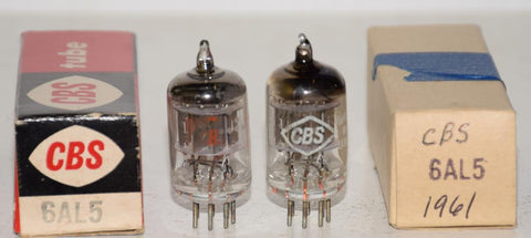 (!!!) (PAIR) 6AL5 CBS NOS 1960-1961 era (47-47/40 and 48-48/40)