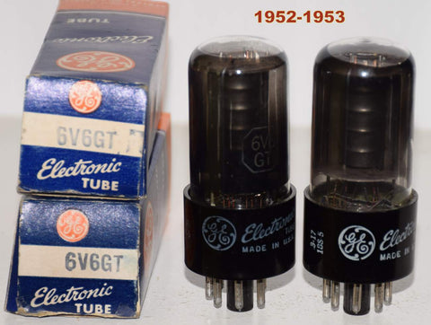 (!!) (Best Pair #1) 6V6GT GE coated glass NOS 1952-1953 (44ma and 44ma)