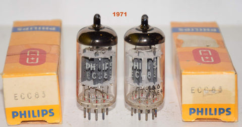 (!!!!!) (Best Pair 1971) 12AX7=ECC83 Philips Holland ribbed plates 