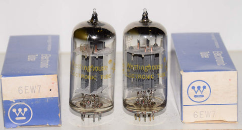 (!!!!) (Best Overall Pair) 6EW7 Hitachi Japan branded Westinghouse BIG BOTTLE NOS 1970-1972 (5.5/5.2ma and 63/63.5ma) 1-3% matched