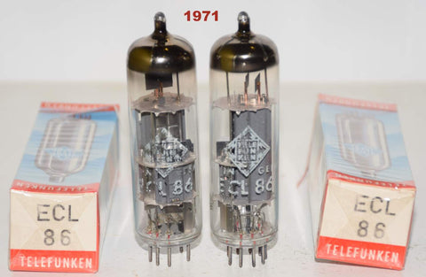 (!!!!) (Best Pair #2) ECL86=6GW8 Siemens Halske branded Telefunken Germany NOS 1971 (1.0/1.1ma and 33ma/31.5ma) 1-3% matched