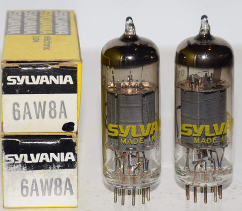 (!!) (Recommended Pair) 6AW8A Sylvania NOS 1960's (3.8/3.3ma and 19/21.5ma)