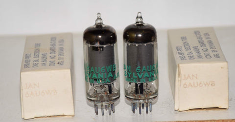(!!) (Best Pair) JAN-6AU6WB Sylvania NOS 1968 (6.0ma and 6.0ma) 1% matched