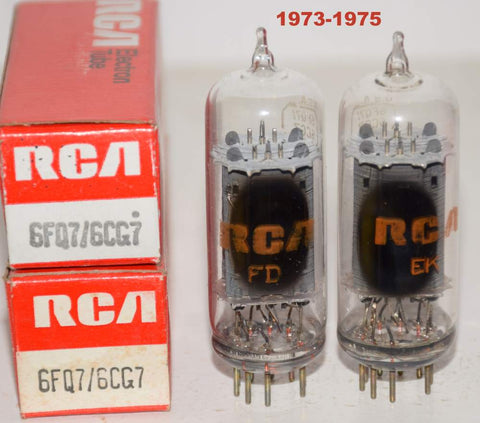 (!!!!) (Good Value Pair) 6FQ7 RCA clear top NOS 1970's (6.0/7.0ma and 6.6/7.6ma) (same Gm) (STAX, MARANTZ, CONRAD JOHNSON)