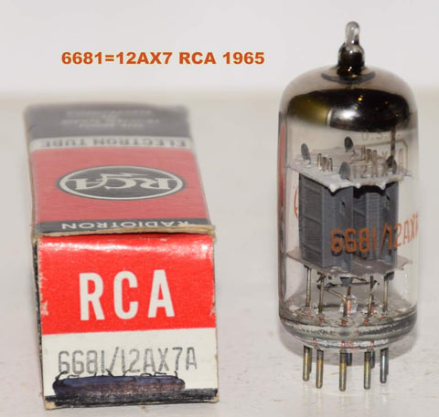 (!!!) (Best Single #2 1965) 6681=12AX7A RCA NOS 1965 (1.3ma/1.1ma and Gm=1800/1700)