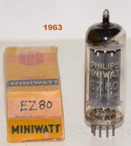 (!!!) (Best Value Single) EZ80 Philips Miniwatt France NOS 1963 (63/40 and 63/40) 1% section balance