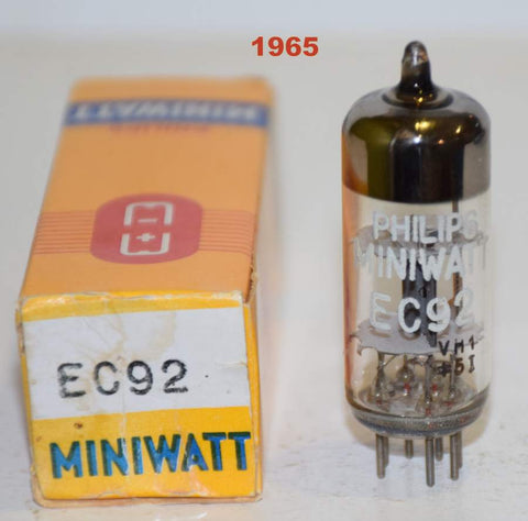 (!!!) (Single) EC92=6AB4 Siemens Halske Germany branded Philips Miniwatt NOS 1965 (9ma)