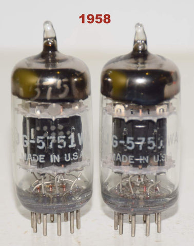 (!!!!!) (Best Pair) JG-5751WA GE black plate triple mica U getter like new 1958 (2.3/2.3ma and 2.4/2.3ma)