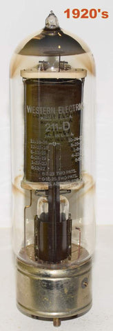 (!!!) (BEST SINGLE - rare) 211D=VT-4-B Western Electric nickel base used/tests like new mid-1920's - reboxed (117ma)