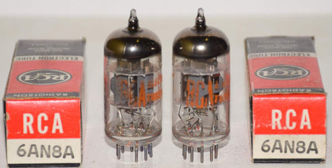(!!!) (BEST PAIR #3) 6AN8A RCA NOS 1968 (13.5/15.2ma and 13.6/12.4ma)