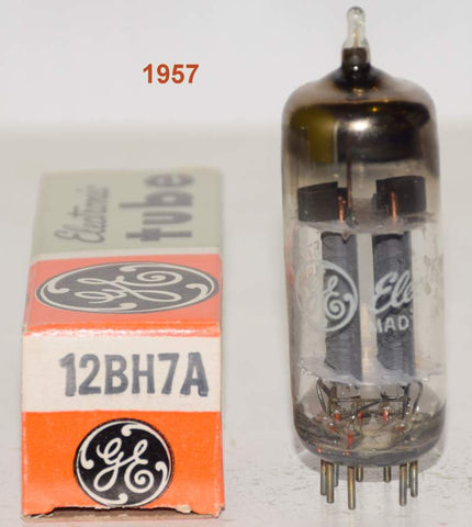 (!!!) (Best Single 1957) 12BH7A GE NOS gray oval plates large 