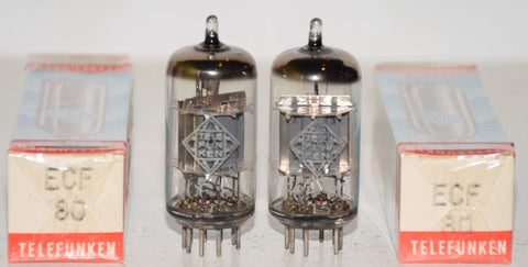 (!!!!) (Best Pair) ECF80=6BL8 Telefunken Germany <> bottom NOS 1971 (12.5/10ma and 13.2/9.8ma) (best sound)