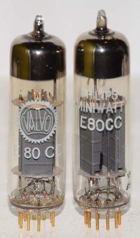 (!!!!) (Best Pair #1) E80CC=6085 Philips Miniwatt SQ and Valvo Holland gold pins NOS 1965-1973 (6.3/7.3ma and 6.2/7.2ma) 1-3% matched