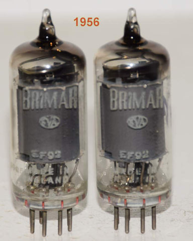 (PAIR) 6CQ6=EF92 Brimar England used/good 1956 (82/60 and 82/60)