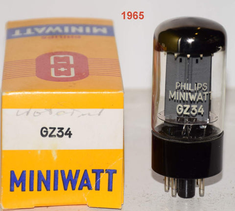 (!!!) (Best Single) GZ34 Philips Miniwatt by Mullard UK NOS 1965 small scratch on base (58/40 and 58/40)