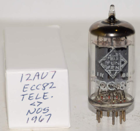 (!!!!!) (Best Single) ECC82=12AU7 Telefunken Diamond Bottom <> smooth plates NOS 1967 (9.0/8.8ma) 1-2% section balance