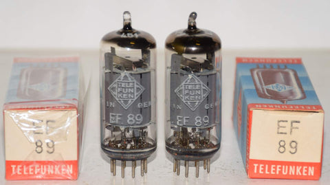 (!!!!) (Best Pair) EF89=6DA6 Telefunken Germany <> bottom NOS 1966 (8ma and 8ma) 1-2% matched