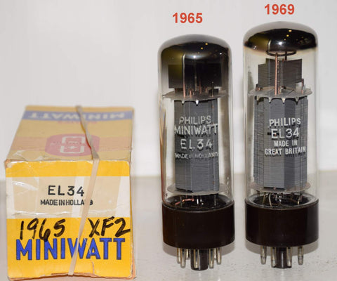 (!!!!) (Recommended Pair) EL34 Philips by Mullard XF2 double halo 