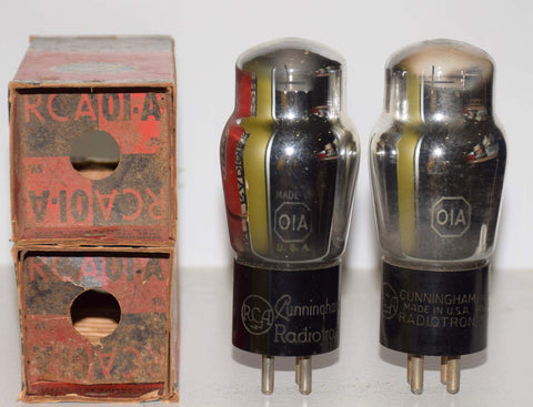 (!!!!) (Best Pair #1) 01A RCA Cunningham engraved base NOS 1930's (3.5ma and 3.4ma) (same Gm)