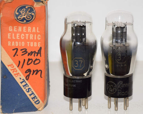 (!) Recommended Pair) 37 RCA branded GE NOS 1946 and RCA like new 1930's (7.3ma and 8.3ma)