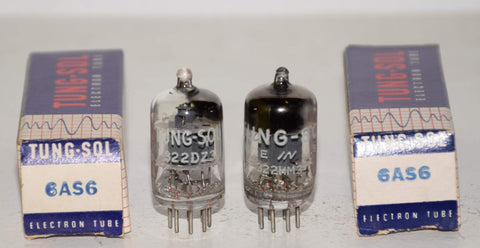 (!!) (BEST PAIR) 6AS6 Tungsol gray plate D getter NOS 1950's (5.8ma and 5.5ma) (tubedrve)