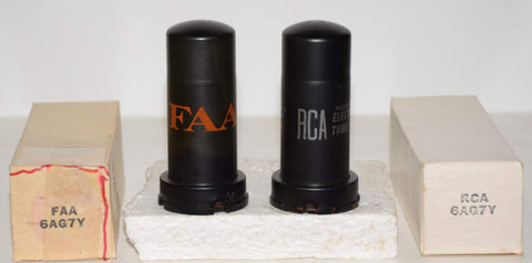 (!!) (Recommended Pair) 6AG7Y RCA brown bottom NOS 1958-1964 (27.8ma and 28.8ma)