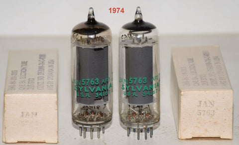 (!!!!) (Best Pair #3) 5763 Sylvania JAN NOS 1974 (33ma and 34ma)