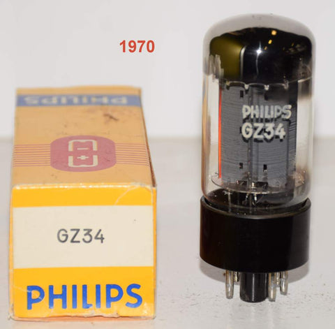 (!!!) (Best Value Single) GZ34=5AR4 Philips Mullard used/tests like new 1970 (58/40 and 59/40)